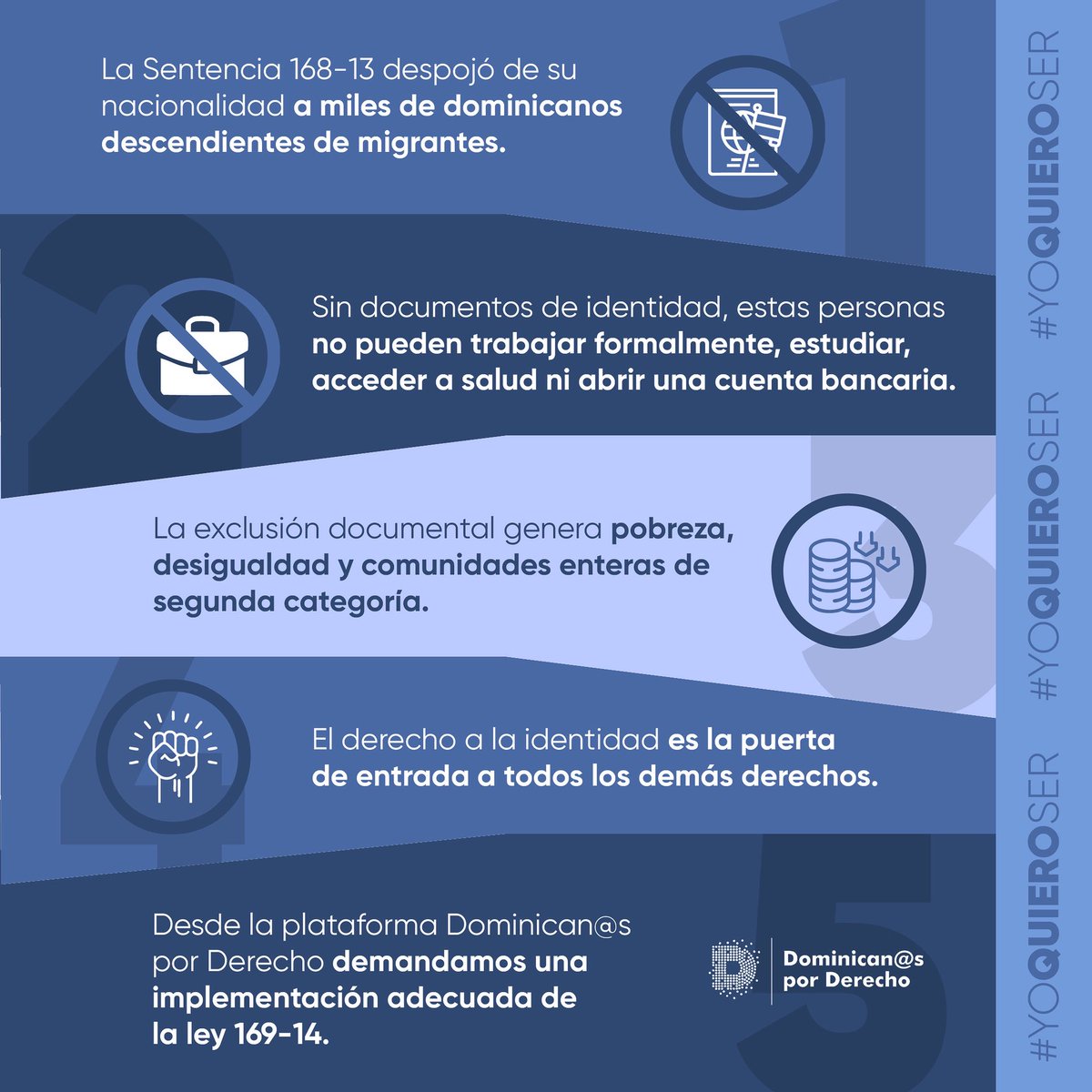 La identidad no puede ser un privilegio.

A 12 años de la Sentencia 168-13, miles de dominicanos y dominicanas siguen sin documentos, sin acceso pleno a derechos y atrapados en un ciclo de desigualdad.