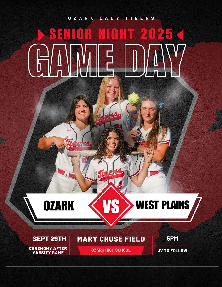 IT'S SENIOR NIGHT!!! Come out and help us celebrate the Class of 2026!! Game @ 5pm with Senior Night Ceremony to follow.

Can't make the game? Live stream available here: ozarkmotigers.org/live-streams