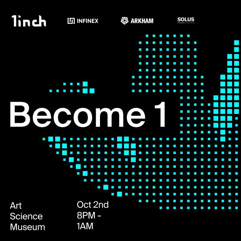 Proud to back our frens at <a href="/1inch/">1inch</a> as media partners in Singapore during #TOKEN2049

Both events are open via Luma:
⚡ United DeFi — luma.com/unitedefi
⚡ Become1 — luma.com/become1

If you’re around, don’t just scroll by - let’s catch up IRL!