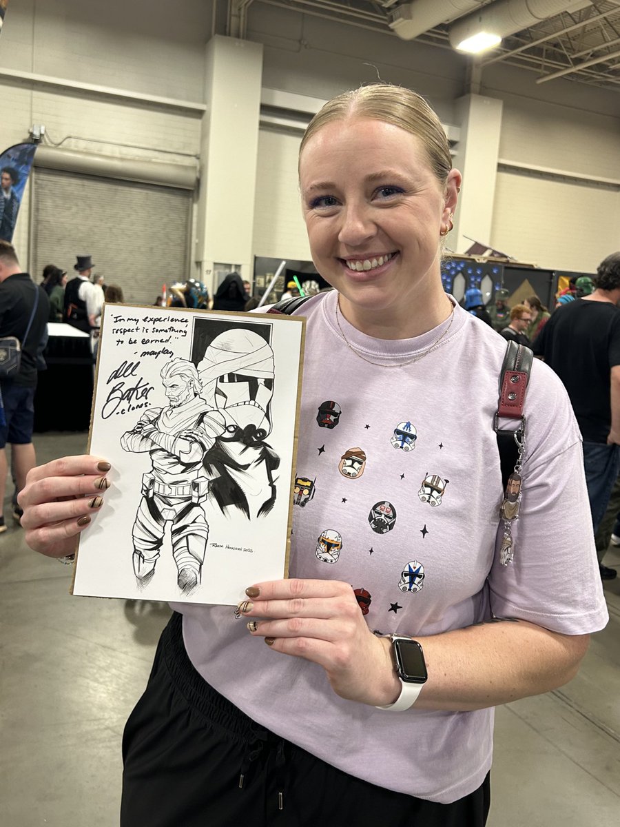 shansyndulla's tweet image. meeting dee bradley baker was INCREDIBLE!!
he said mayday was one of his favorite clones, and we talked about how clones with little screen time (he mentioned 99😭) sometimes have the biggest impact. and when he was signing, he said the quote in mayday’s voice🤎 #maydaymonday