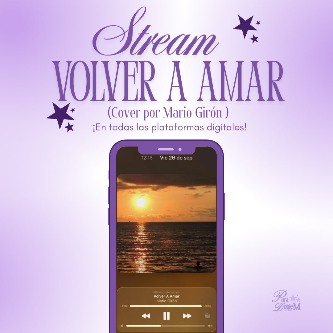 VOLVER A AMAR 🌅✨El nuevo cover de <a href="/mgiron_of/">Mario Giron</a> ya está disponible 💜 ESCÚCHALO ACÁ!!
👇🏻
Spotify: open.spotify.com/album/5OtlRaYt… 
YouTube: m.youtube.com/playlist?list=…
Apple Music: music.apple.com/mx/album/volve…
Amazon: music.amazon.com/albums/B0FRN93…
Itunes: music.apple.com/mx/album/volve…