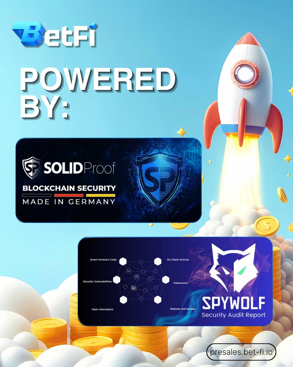 BetFi = Security + Trust.

Powered by Spywolf &amp; Solidproof — two leaders in blockchain security &amp; audits.

That’s credibility from the start. 🚀

👉 presales.bet-fi.io | whitepaper.bet-fi.io
🔗 Stay connected: presales.bet-fi.io/socials