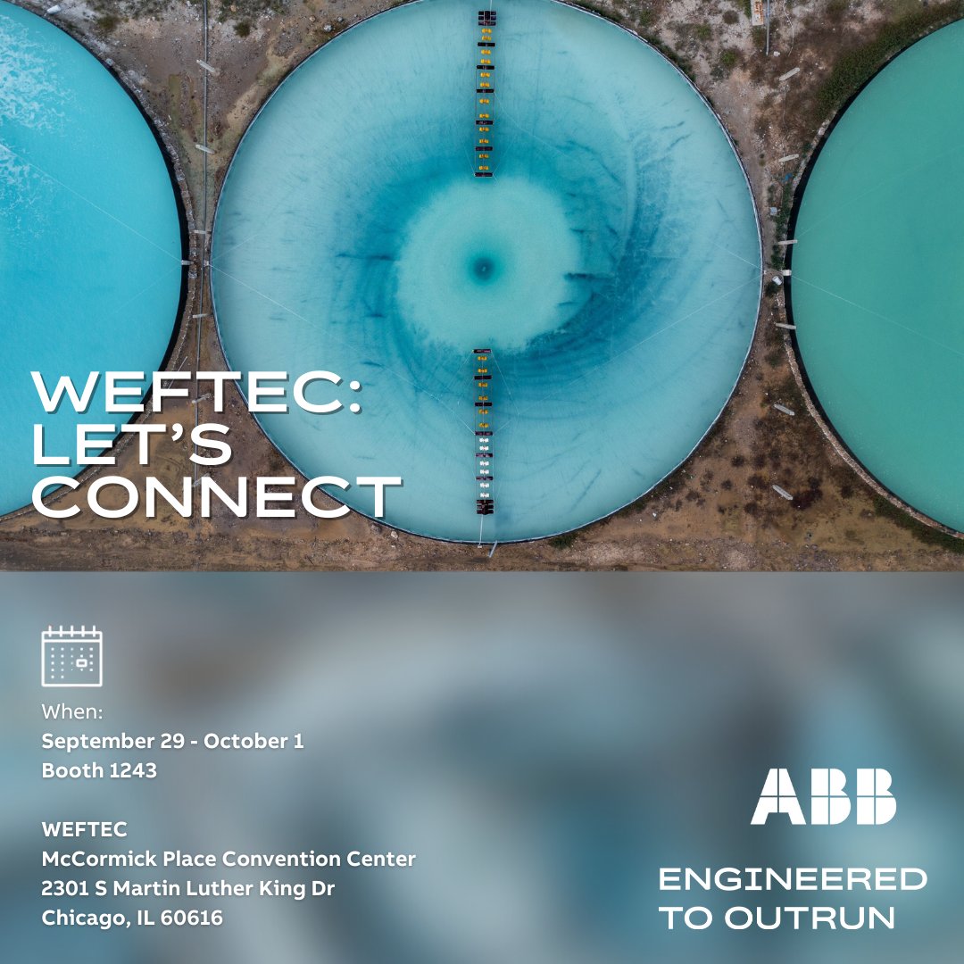 We're live at <a href="/WEForg/">Water Environment Federation</a> Technical Exhibition (WEFTEC) 2025! 🌊

Visit us at booth #1243 to explore ABB innovations in water and wastewater, from high-efficiency motors to advanced drive technology.

Learn more 🔗monkeylink.co/7ce884

We hope to see you there!