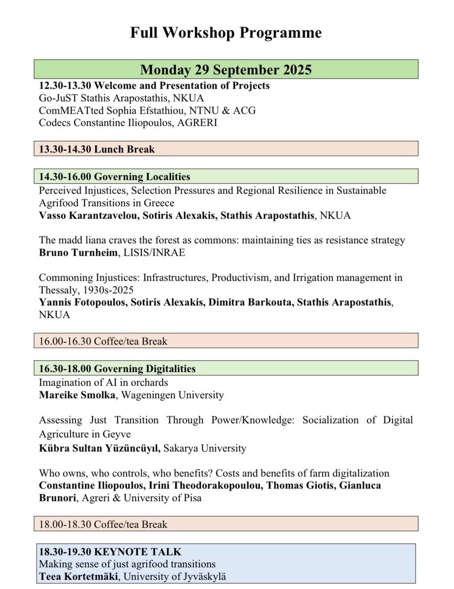 Excited to be invited to the International Workshop: Governing Just Agrifood Transitions (29–30 Sept, University of Athens) 🌍🌱 I’ll be presenting my work:“Assessing Just Transition Through Power/Knowledge: Socialization of Digital Agriculture in Geyve.” #eursafe