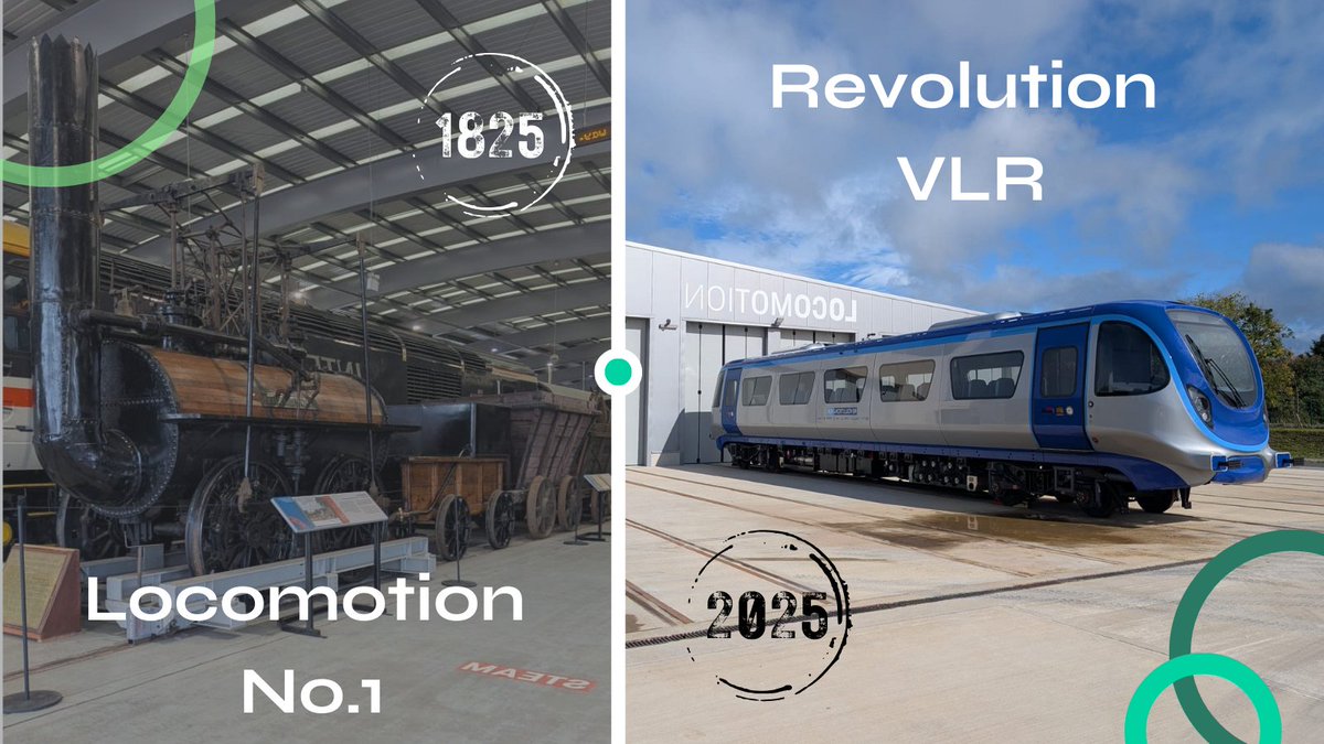 greenwayrail's tweet photo. 🚆 From past to future ✨

200 years ago, Locomotion No.1 carried the first passengers. Today, the Revolution VLR represents the next generation of rail.

From Day 1 to Day 200, the journey continues.

#StocktonAndDarlington200 #NextGenerationLineup #RevolutionVLR #FutureOfRail https://t.co/1Itvm0NAwP