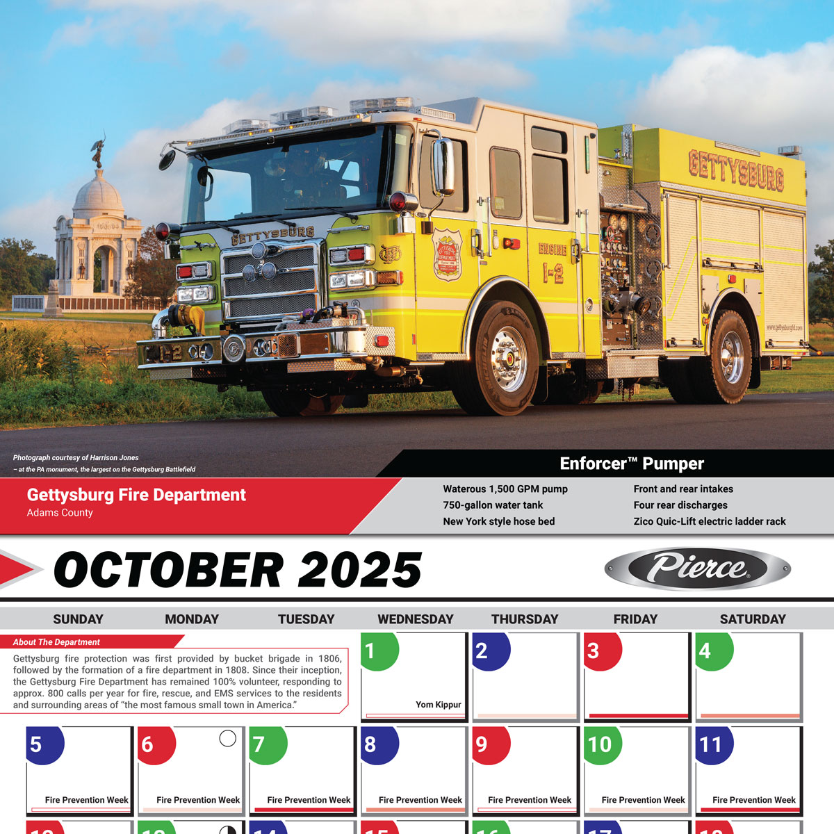 glickfire's tweet image. October’s truck of the month in the GLICK / @PierceMfg 2025 calendar is from Gettysburg Fire Department in Adams County, PA.
Get more info at: glickfire.com/apparatus/gett…

#GlickFire #Pierce #Enforcer #PierceFireApparatus  #PiercePumper #GettysburgFireDepartment