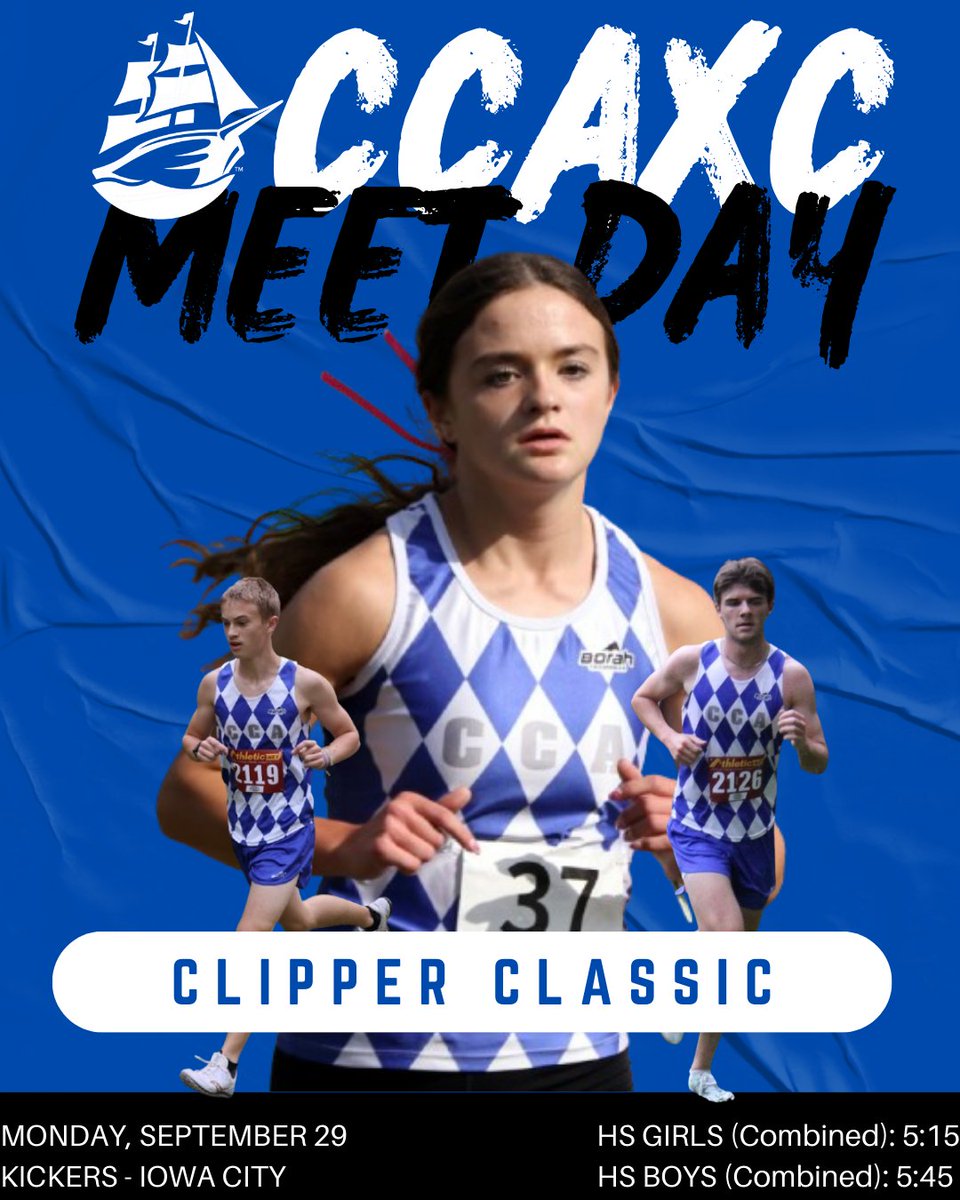 🚨‼️ HOME MEET ‼️🚨

🔷🔷IT'S A #CCAXC MEET DAY🔷🔷

🎽 '25 Clipper Classic
📍 Kickers, Iowa City
⏰ HS Girls: 5:15 | Boys: 5:45
💻 Live Results: live.kauderresults.com/meets/57335/ev…