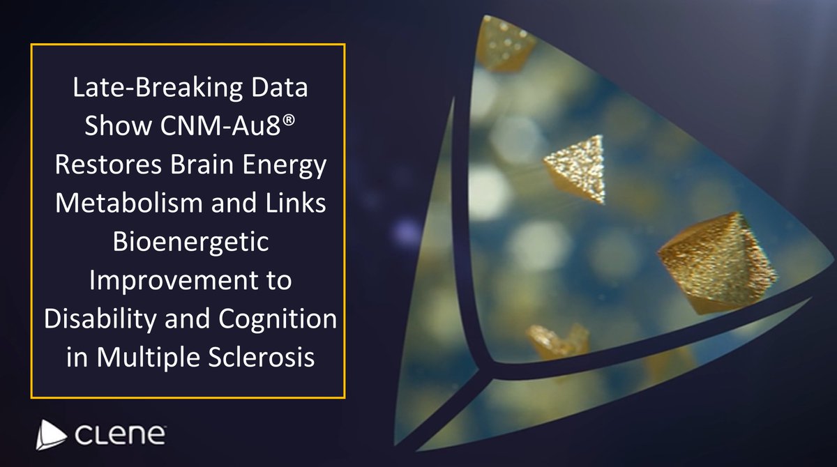 CleneNano's tweet photo. Late-breaking #ECTRIMS2025 data: CNM-Au8® improved brain energy metabolism (↑NAD+/NADH ratio) in MS &amp; Parkinson’s patients.

FDA now open to endpoints beyond EDSS, incl. cognition.

More: https://t.co/YXDP5yzpnh
#MS #Neurodegeneration #CNMAu8 https://t.co/5PE6Hlawcv