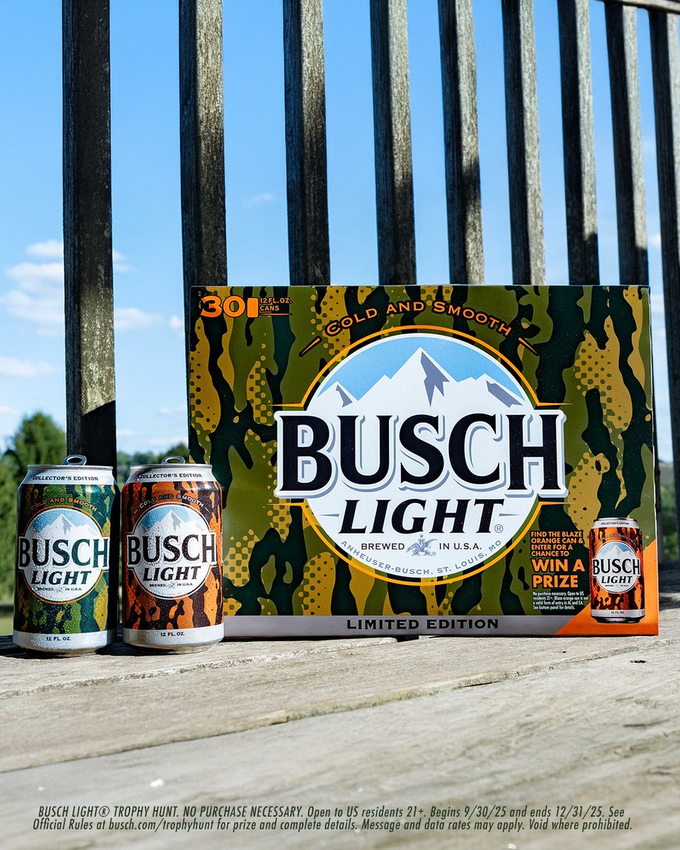 BUSCH LIGHT HUNTING CANS ARE BACK FOR A LIMITED TIME ONLY! 🍻🍂 ​

To celebrate our 19th season of hunting cans, we hid orange trophy cans in packs across the country. Find one, and you could win BIG 👀