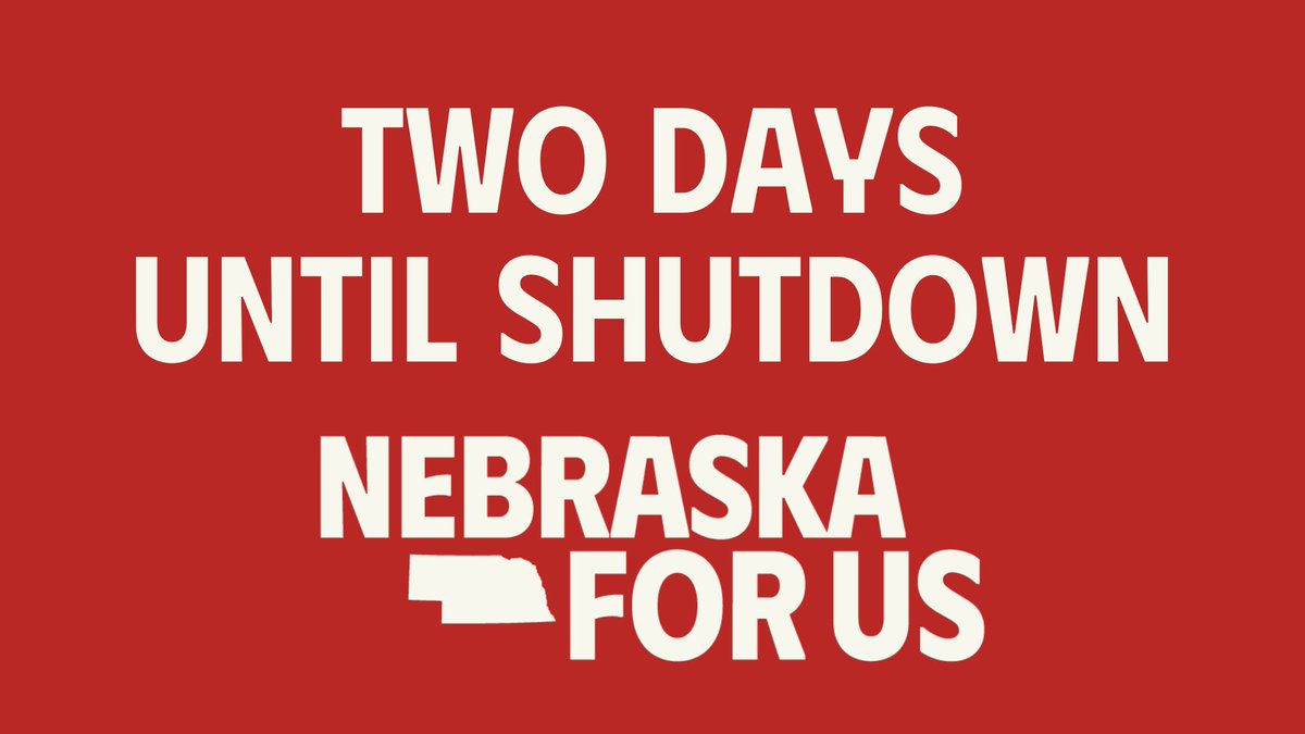 NebraskaForUs's tweet photo. We are two days away from the start of a government shutdown. We are calling on our entire federal delegation to reverse cuts to health care. Without this, insurance premiums will see a big rise in the coming months. #DefendingTheGoodLife #NE02 https://t.co/r1pFGTwFZB