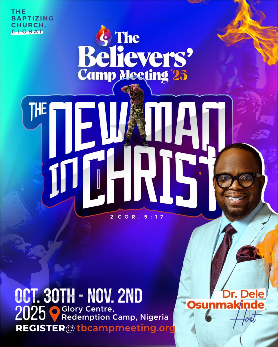 Join Pastor Dele Osunmakinde at The Believers’ Camp Meeting 🔥 

Lead Pastor, TBC Global. A passionate teacher unveiling our new creation realities in Christ with depth, clarity and revelation required for raising saints to live God’s plan. 

👉 Register: tbcampmeeting.org