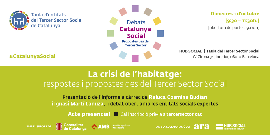 Quin és el paper de les #entitatssocials com a proveïdores, gestores i usuàries d'#habitatge ❓

1/10 ❗Nou debat #CatalunyaSocial sobre la crisi de l'habitatge, amb propostes per combatre la pobresa i l'exclusió residencial a Catalunya.

<a href="/hubsocialbcn/">Hub Social Barcelona. (Girona 34, interior. Bcn)</a>

➡ bit.ly/4gM8Hd6