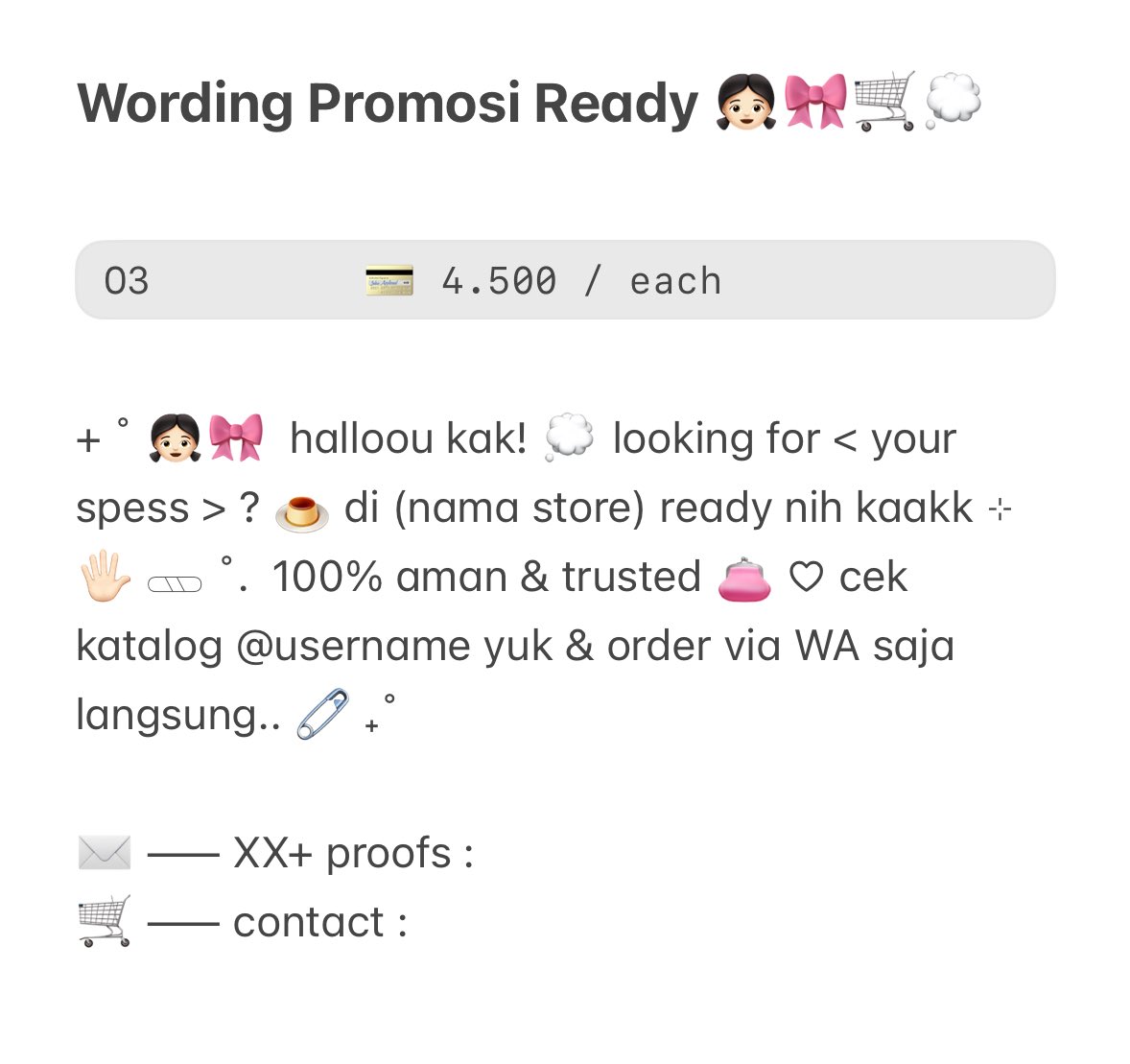 kyeomieyo's tweet image. ₊˚ help repost please? thanks! ♡

◌.˚ 👧🏻🎀 aurora kembali restoco 4 wording promosi ready stock for BA! 🧁 (adjustable — for all spess) 🖐🏻 —— 4.5OO / each saja. . 👛 yuk bungkus sekarang menuju dm ^___^ 🍮💬 ˚⊹

#zonauang rs