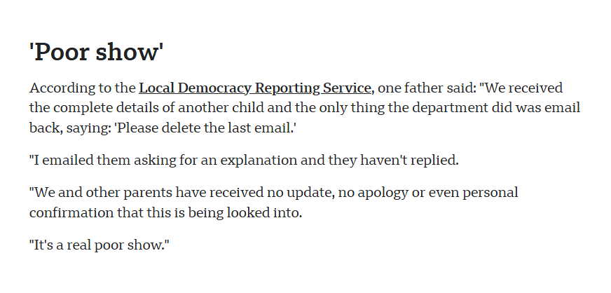 owenboswarva's tweet image. Data breach saw pupils' details sent to strangers bbc.com/news/articles/… + cornwalllive.com/news/cornwall-…

#localgov #dataprotection #strangerdanger

Yes, very shocking. But it's not your data, dude – they don't owe you an explanation. Just delete the email