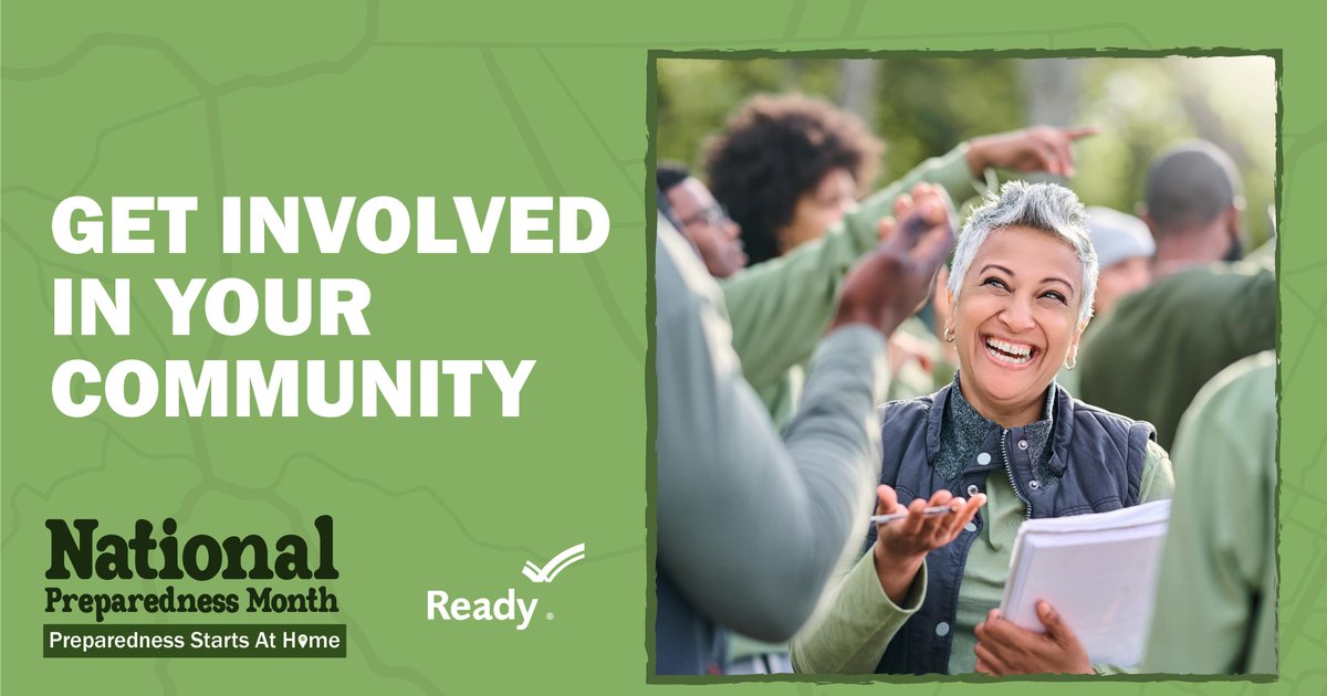 njvoad's tweet image. This National Preparedness Month, get involved by keeping up to date with your community’s emergency and disaster plan and working with neighbors to prepare! #PreparednessStartsAtHome #njvoad #communityresources #sticktogether