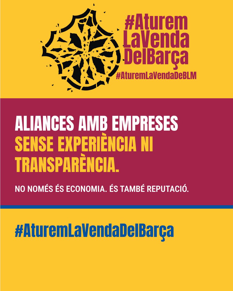 #AturemLaVendadelBarça
#AturemLaVendaDeBLM

Signa. Suma-t’hi!
✍️ aturemlavenda.cat