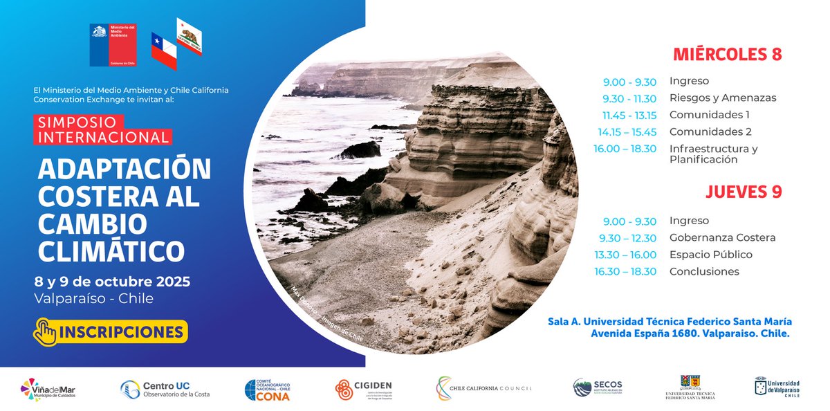 Extendemos la invitación para participal del Simposio Internacional de Adaptación al Cambio Climático en el que participarán investigadores de CIGIDEN. 

Esta versión del simposio sobre cambio climático se focaliza en la zona costera. Con una gran parte de su población costera