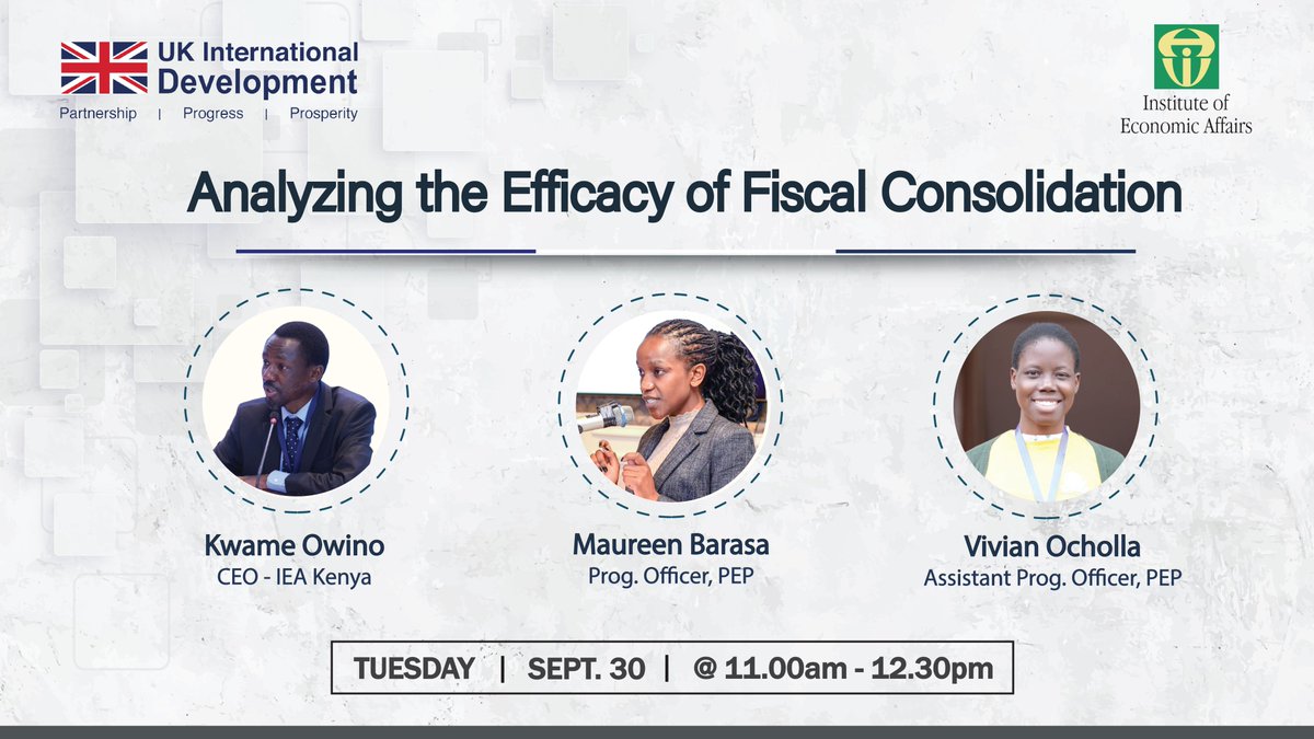 🇰🇪 Can fiscal consolidation fix Kenya’s debt problem—or is it deepening the pain?

Join us Tomorrow for our Webinar #34of2025 as we unpack Kenya’s fiscal path with <a href="/IEAKwame/">Kwame Owino</a>, <a href="/Mo_Wanja/">Mo Wanja</a>  &amp; <a href="/vivian_ochola/">VIVIAN OCHOLA</a> 
📅 Tue, Sept 30 | 11AM EAT
🔗 Register and attend: events.teams.microsoft.com/event/7bf02582…
