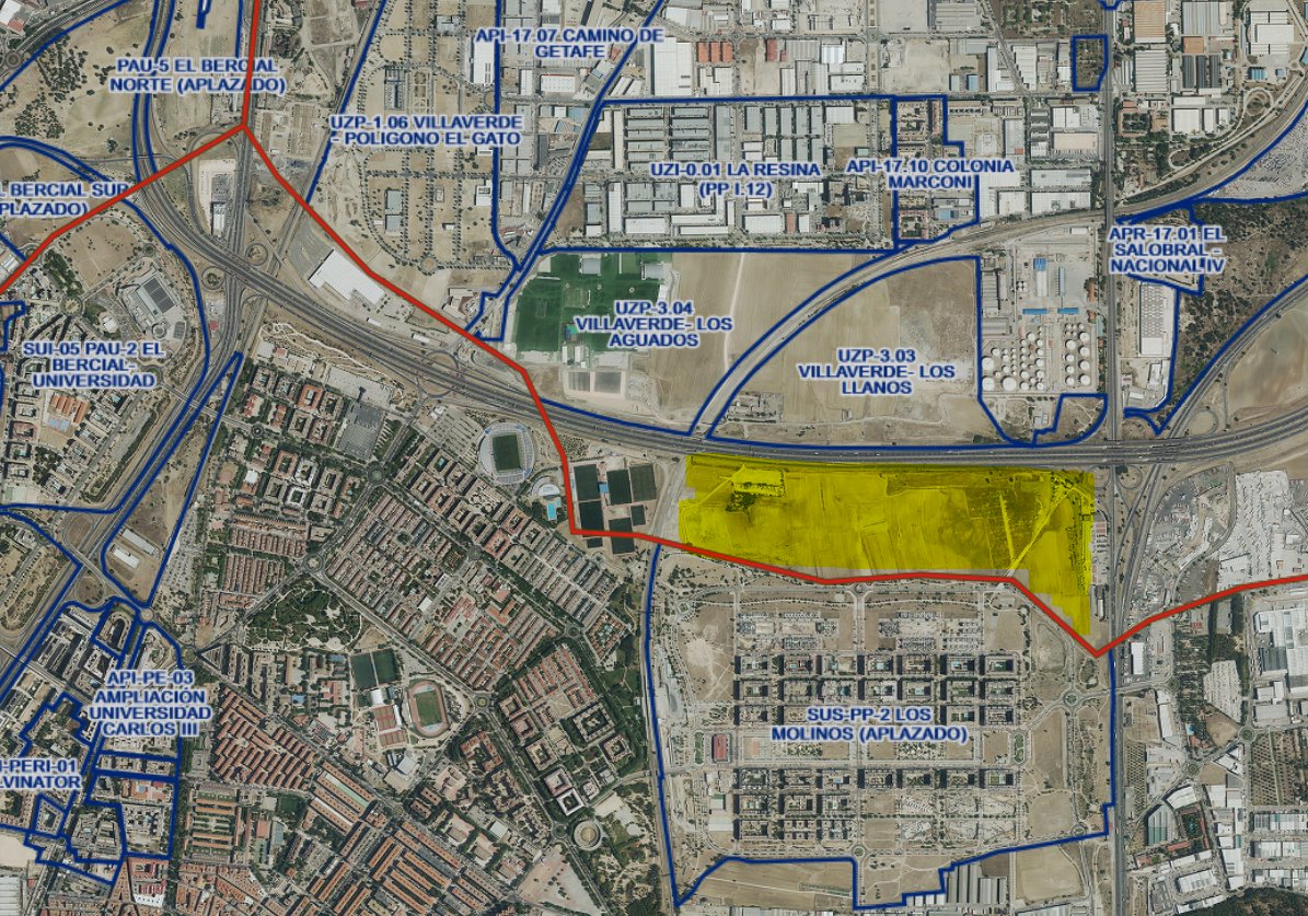 Hay mucha dejadez en Madrid en ese sentido que lleva a pérdida de oportunidades o situaciones absurdas. Permutar suelos que han se han quedado "colgados" usando como referencia los las autovías o vías de tren tendría todo el sentido del mundo. Aquí otro ejemplo con Getafe.