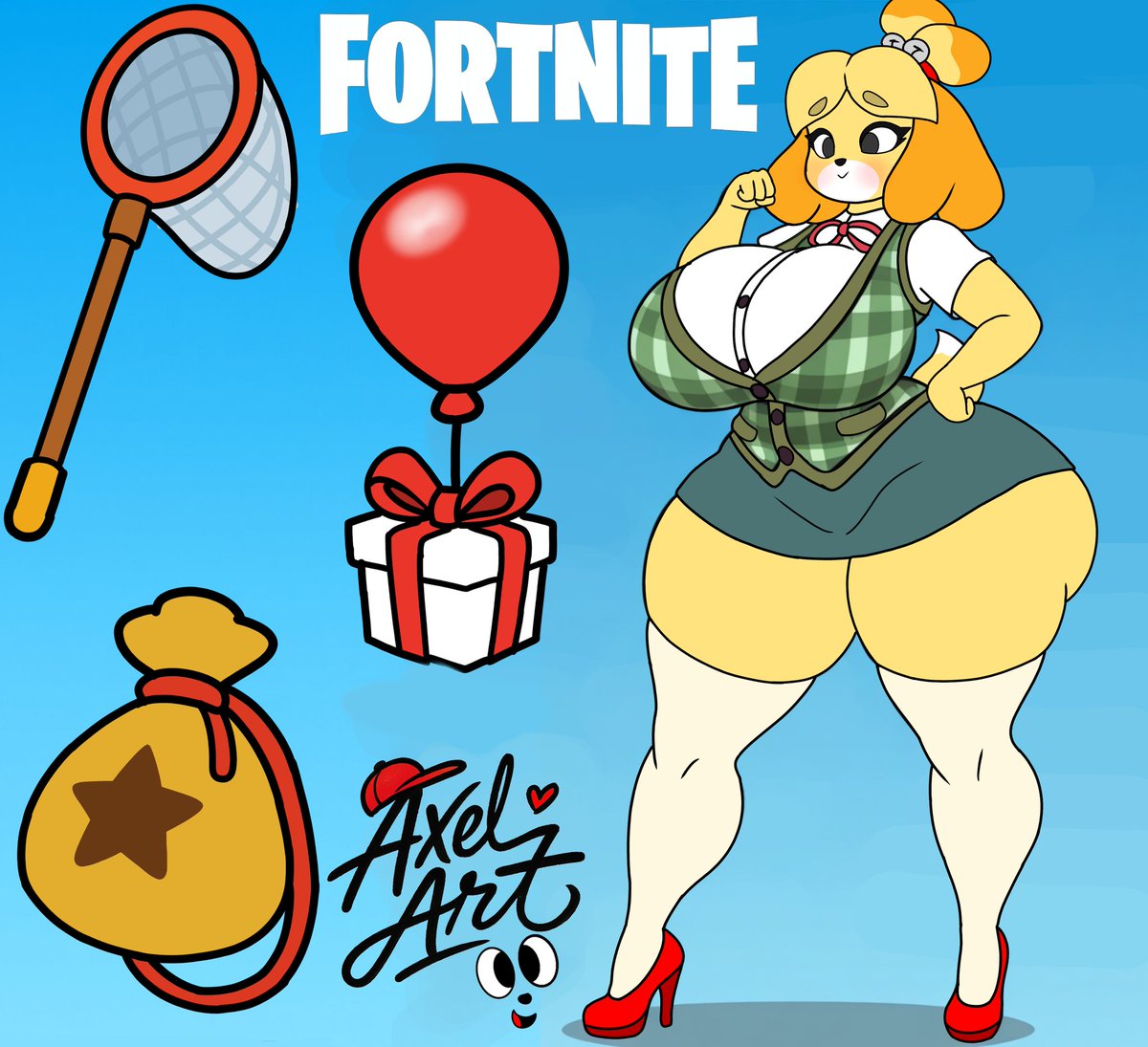 Bueno la idea más loca que dibuje es que metan a isabelle de animal crossing al fornite sería una loca colaboración XD

Así sería isabelle con su pack del juego la mochila, el paracaídas y el picó en forma de red que loco no? 030

//pos data no subí nada por este mes por trabajo.