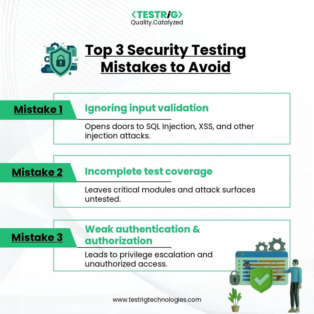 testrig_qa's tweet image. Common mistakes in #SecurityTesting can expose apps to vulnerabilities.
Recognizing these pitfalls helps #QATeams strengthen practices and uncover hidden risks.
At #Testrig, we deliver expert #SecurityTestingServices.
Learn more: testrigtechnologies.com/security-testi…