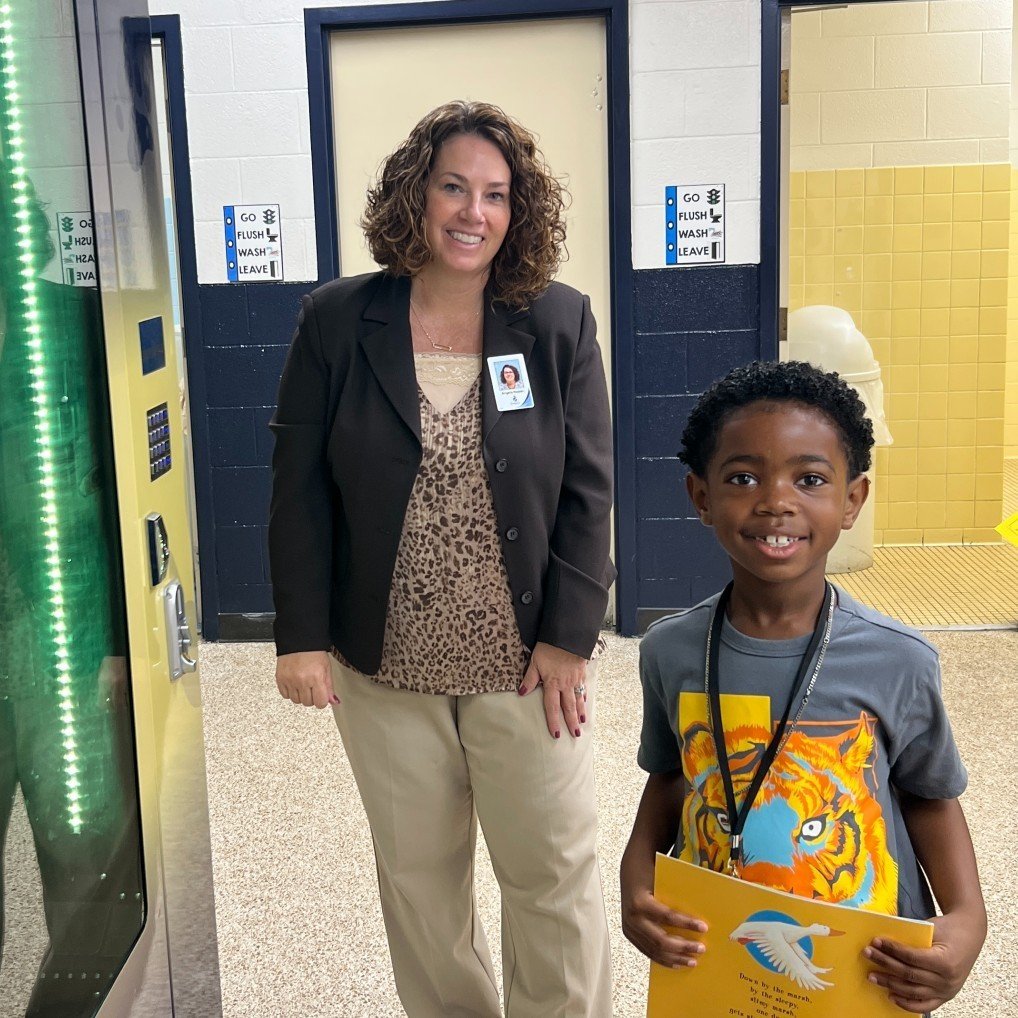 Congratulations to our September Students of the Month! They were treated with a trip to the book vending machine today AND their faces will join other students on our Shining Star for even more chances to earn prizes!  #CharacterCounts