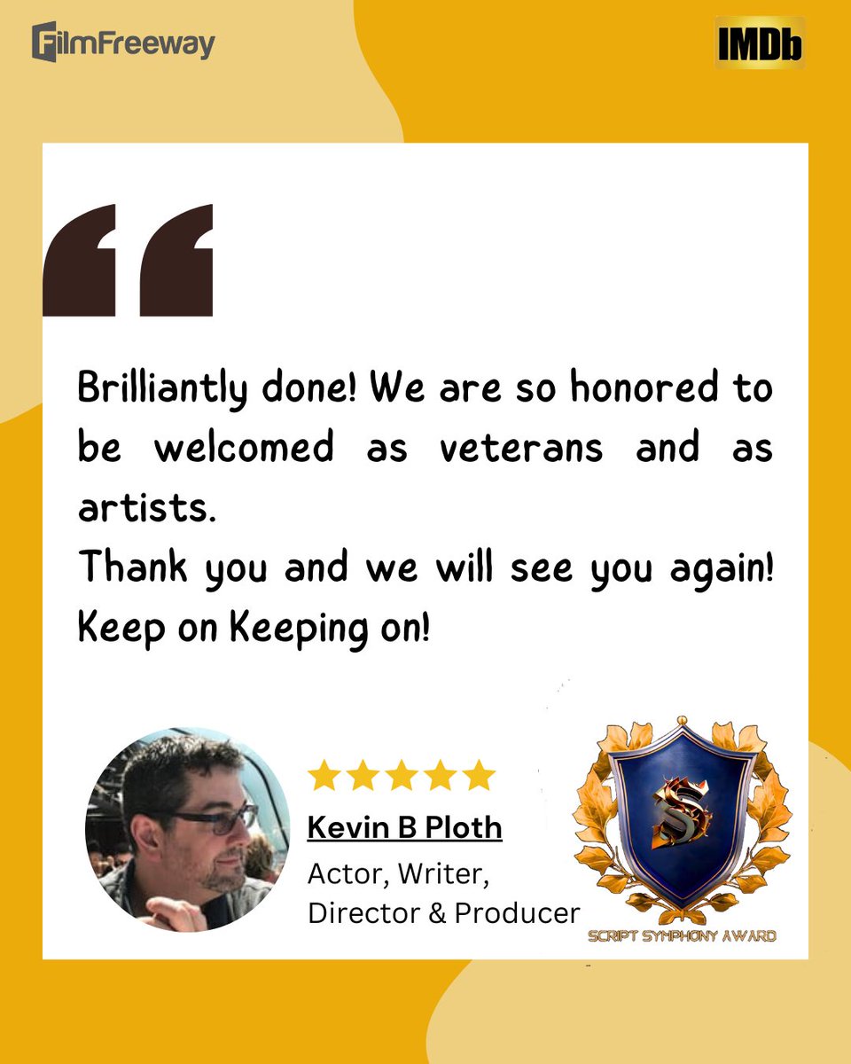 ScriptSaward's tweet image. 🌟 We’ve truly enjoyed reviewing Kevin B Ploth’s amazing works, &quot;The GIANT&quot; &amp;amp; &quot;Shadow Docket&quot;!🌟

🙏A huge thank you for being a remarkable part of our festival family. Your passion and creativity have made a lasting impact!
#SSA #Winner #indiefilmmaking #ShadowDocket #TheGIANT