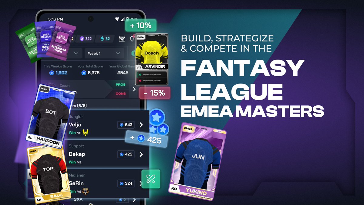 KboomGG's tweet photo. The #EMEAMasters Fantasy League is live on #KBOOM

Build your dream team, climb the leaderboard, and compete for your share of $300 in prizes 🎁

Start strong with bonus packs using the code "EMEAMASTERS5" 💪

Are you ready to prove you’re the ultimate strategist? 🧠 https://t.co/LlV0tC2btF
