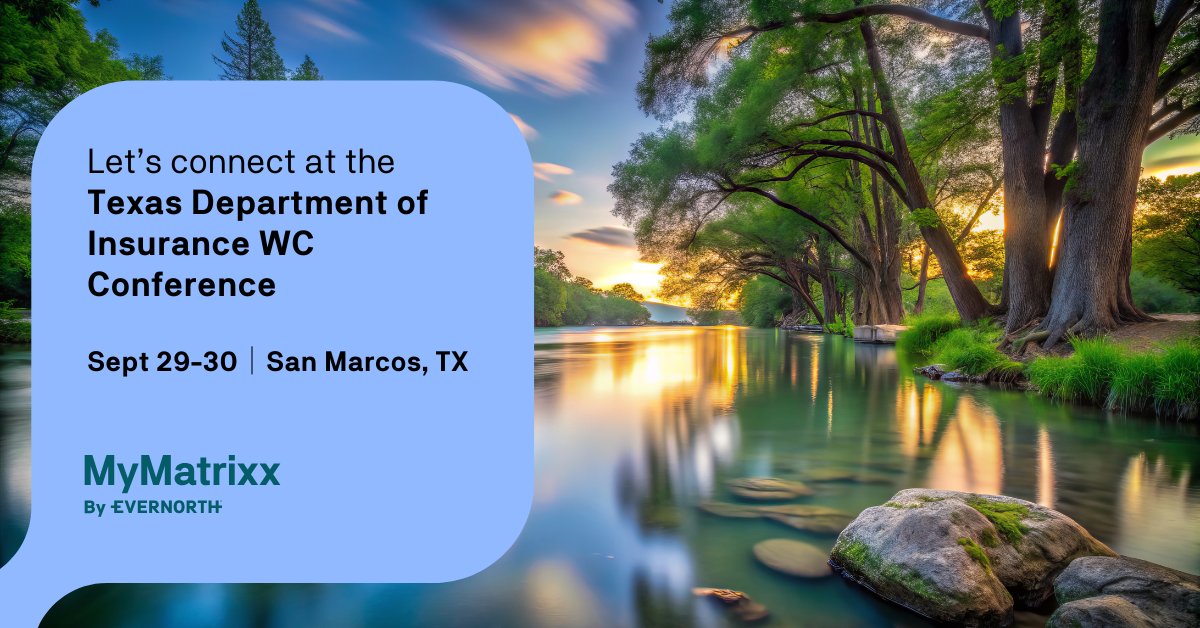 #MyMatrixxbyEvernorth experts will be in San Marcos, TX on September 29-30 at the Texas Department of Insurance Workers’ Comp. Conference. Connect with them to discuss solutions for FWA, paper bill management, and ways to improve your #workerscomp claims strategy.