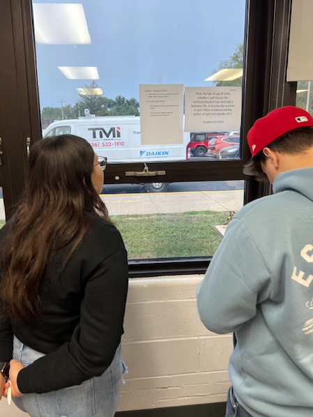 MrsSyron's tweet image. Students in Mr. Kreitler's 8th Grade writing class dove into Frankenstein by reading six key passages between Victor and his Creature. They explored how word choice sets the mood and discovered how language itself fuels the conflict in the story. #LimitlessLearning #VPPride