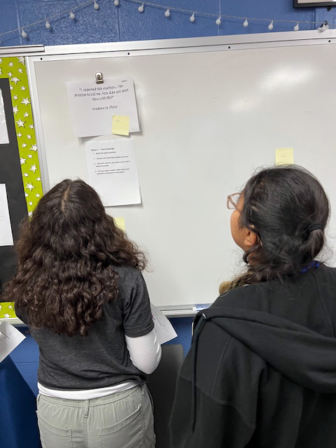 MrsSyron's tweet image. Students in Mr. Kreitler's 8th Grade writing class dove into Frankenstein by reading six key passages between Victor and his Creature. They explored how word choice sets the mood and discovered how language itself fuels the conflict in the story. #LimitlessLearning #VPPride