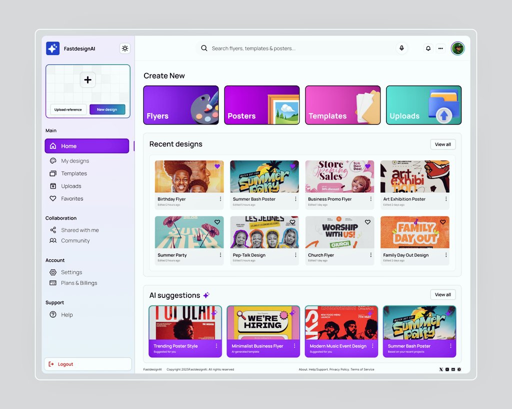 Thesut_sare's tweet photo. I Just wrapped up a clean &amp; playful AI-powered website concept — focused on helping creators design smarter, create faster, and explore endless templates with ease✨.

The idea is to give users a feel of the playful and creative aspect of the website
#FastdesignAi  @Tegadesigns https://t.co/6NNwY8yELl