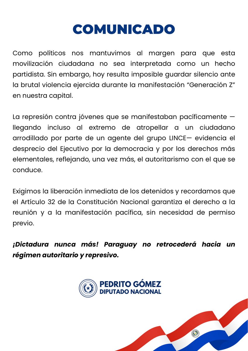 La Constitución Nacional garantiza el derecho a manifestarse, y nadie puede arrebatarle ese derecho al pueblo! 🇵🇾