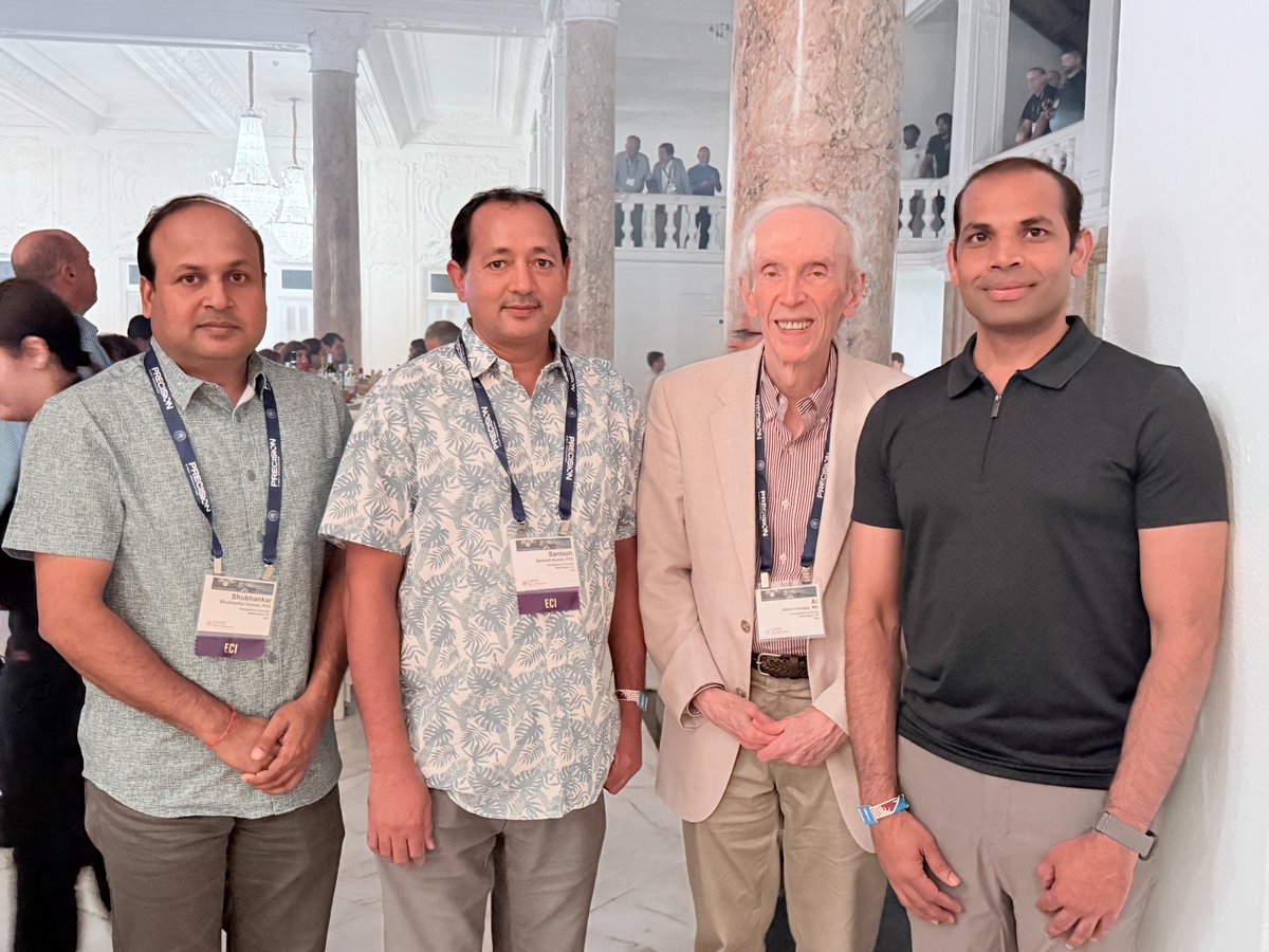 FornaceLab's tweet photo. Our #NASA Radiation Research team met up with colleagues at the Annual Radiation Research Society Meeting. L-R: S. Suman, S. Kumar, Dr. Al Fornace, K. Kumar. We work to cure cancer and other human diseases. #RRS #RADIATIONRESEARCH #SPACEBIOLOGY #ASTROBIOLOGY #cancercure https://t.co/adTsRt1nOj
