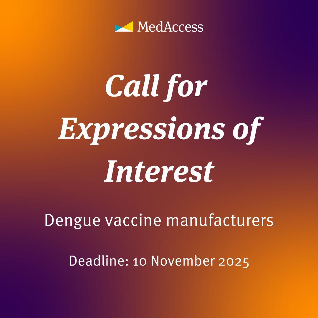 MedAccessUK's tweet photo. 📢 Call for Expressions of Interest: Dengue vaccine manufacturers
 
We invite manufacturers to submit an expression of interest in using financial tools to expand production and boost uptake at affordable prices.
 
📅 Deadline: 10th November 2025 
🖊️Apply: https://t.co/m4yeNyBuJ4 https://t.co/Vc5TNaJfJG