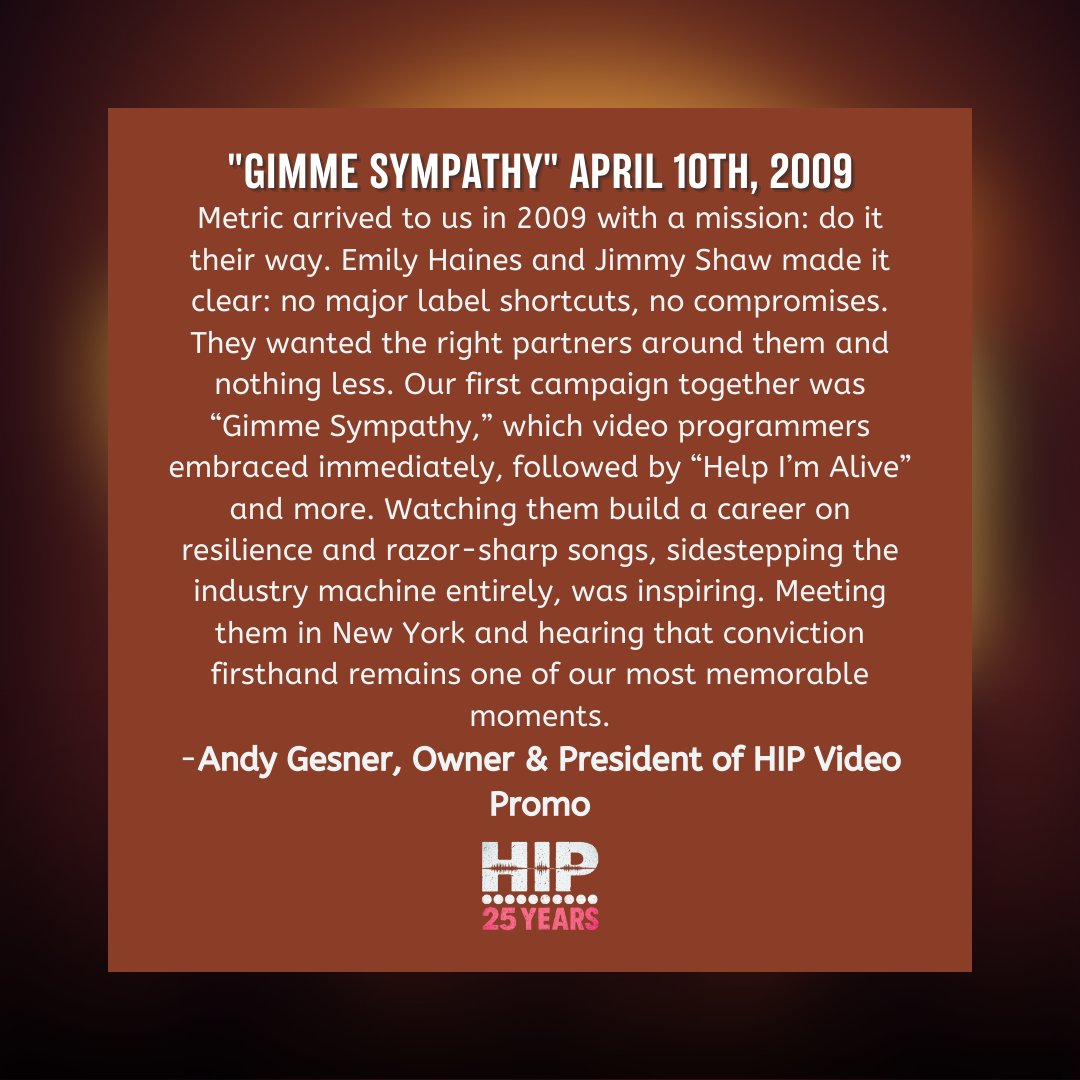 HIPVideoPromo's tweet image. Metric is an absolute powerhouse that we had the pleasure of working with back in 2009, and have ever since been a force in the music industry #ofmontreal #HIP100 #25YearsofHIPVideoPromo