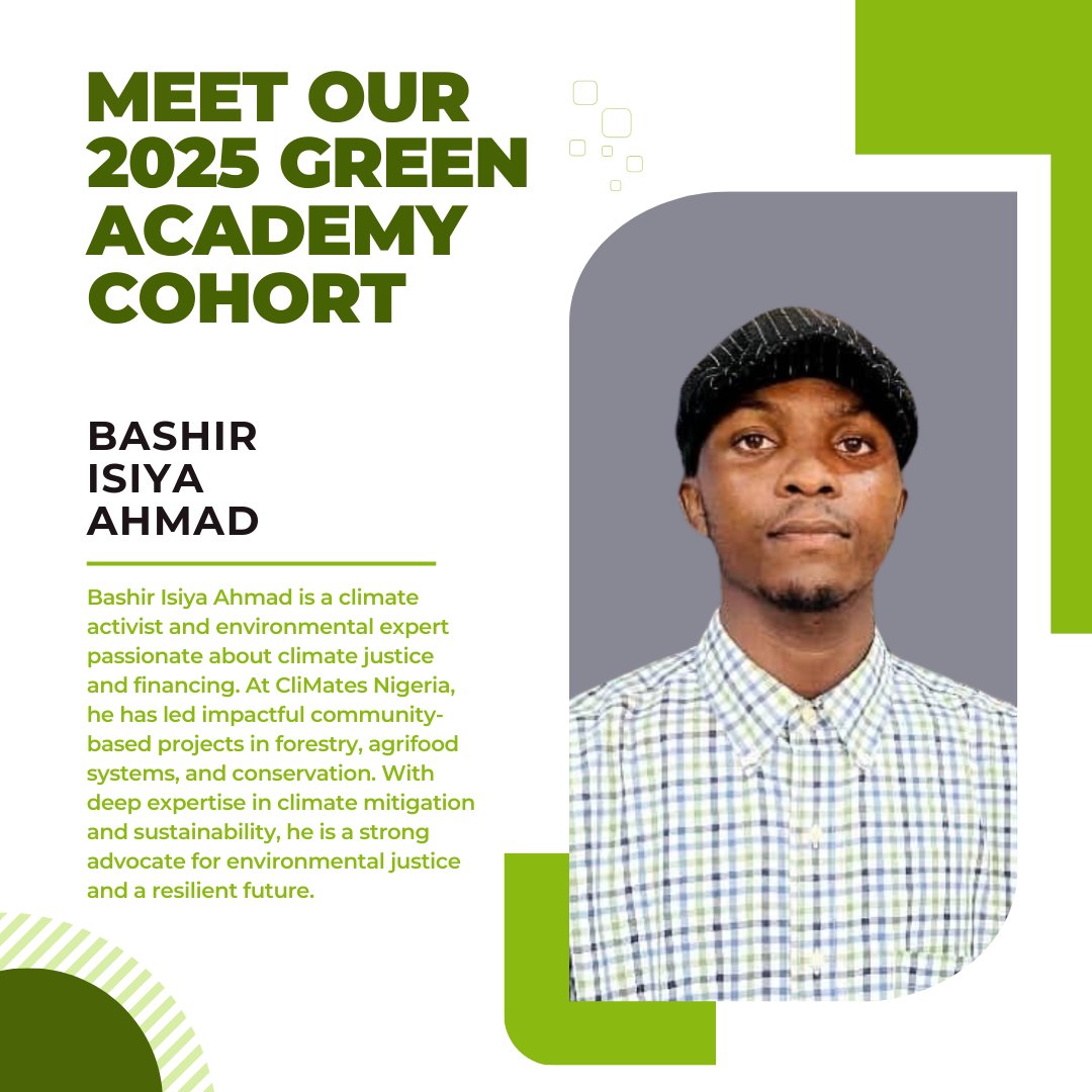 bashir_isiya's tweet image. 💥 I am pleased to announce that I have been selected to participate in the Nigerian Green Academy 2025 Cohort, scheduled for October in Abuja NG. 

The NGA is a one-week program organized by the @hbsNigeria Office targeting early-career professionals in the green sector. 🌳💚