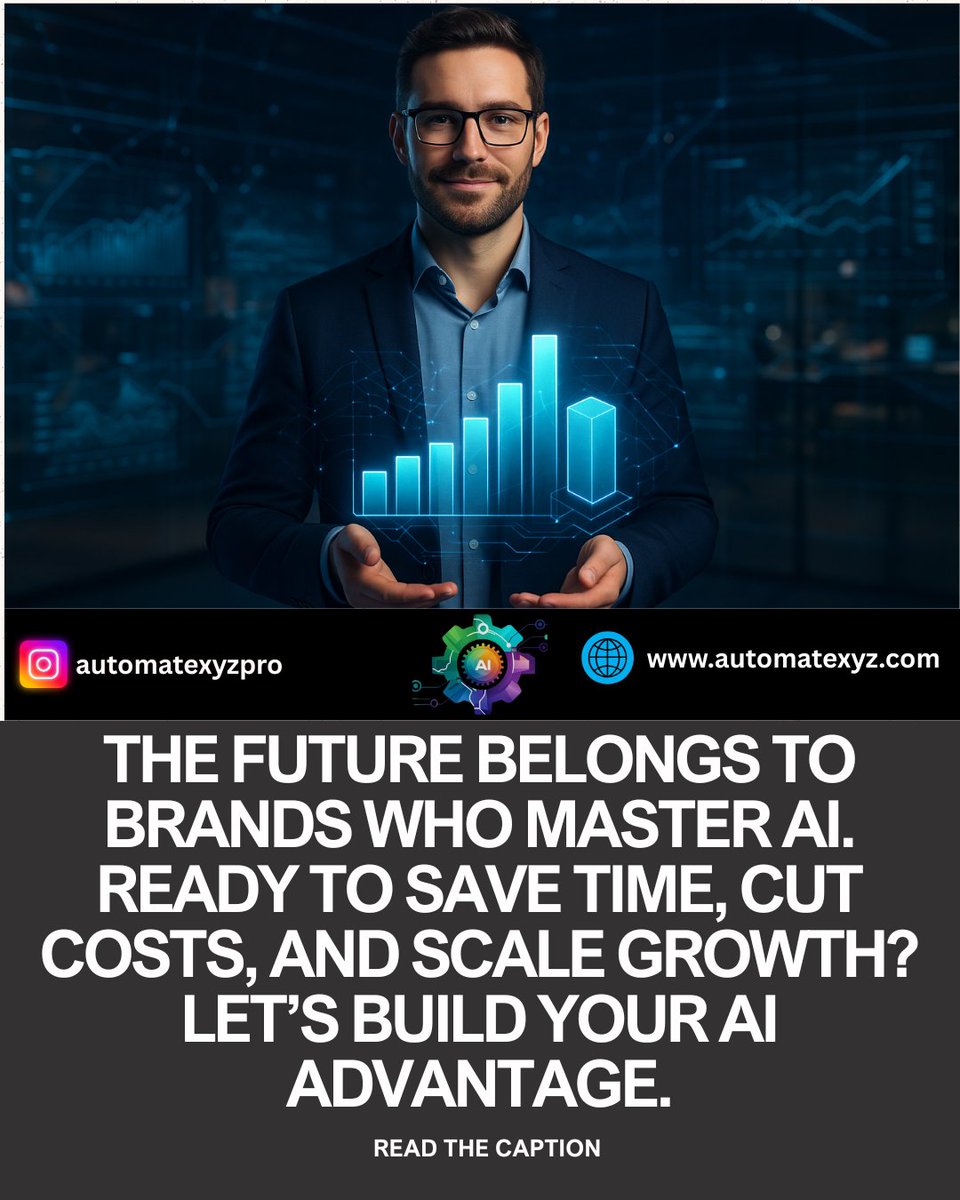 automatexyzpro's tweet image. The future belongs to brands who master AI. Ready to save time, cut costs, and scale growth? Let’s build your AI advantage.
bit.ly/3TzOaxX
#AI #FutureOfBusiness #BrandGrowth #DigitalTransformation #Innovation #CostSavings #Efficiency #TechTrends #BusinessStrategy…