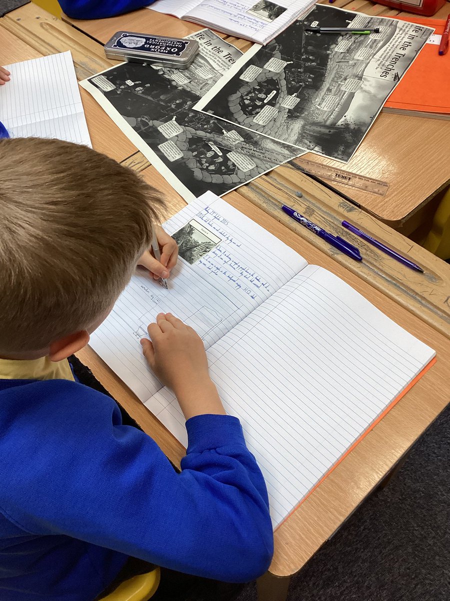 StMaryB17's tweet photo. #Y6 are drawing and labelling their own diagrams of a WW1 trench today in #History #RRSA #Art29 https://t.co/Q8quqOWYFT