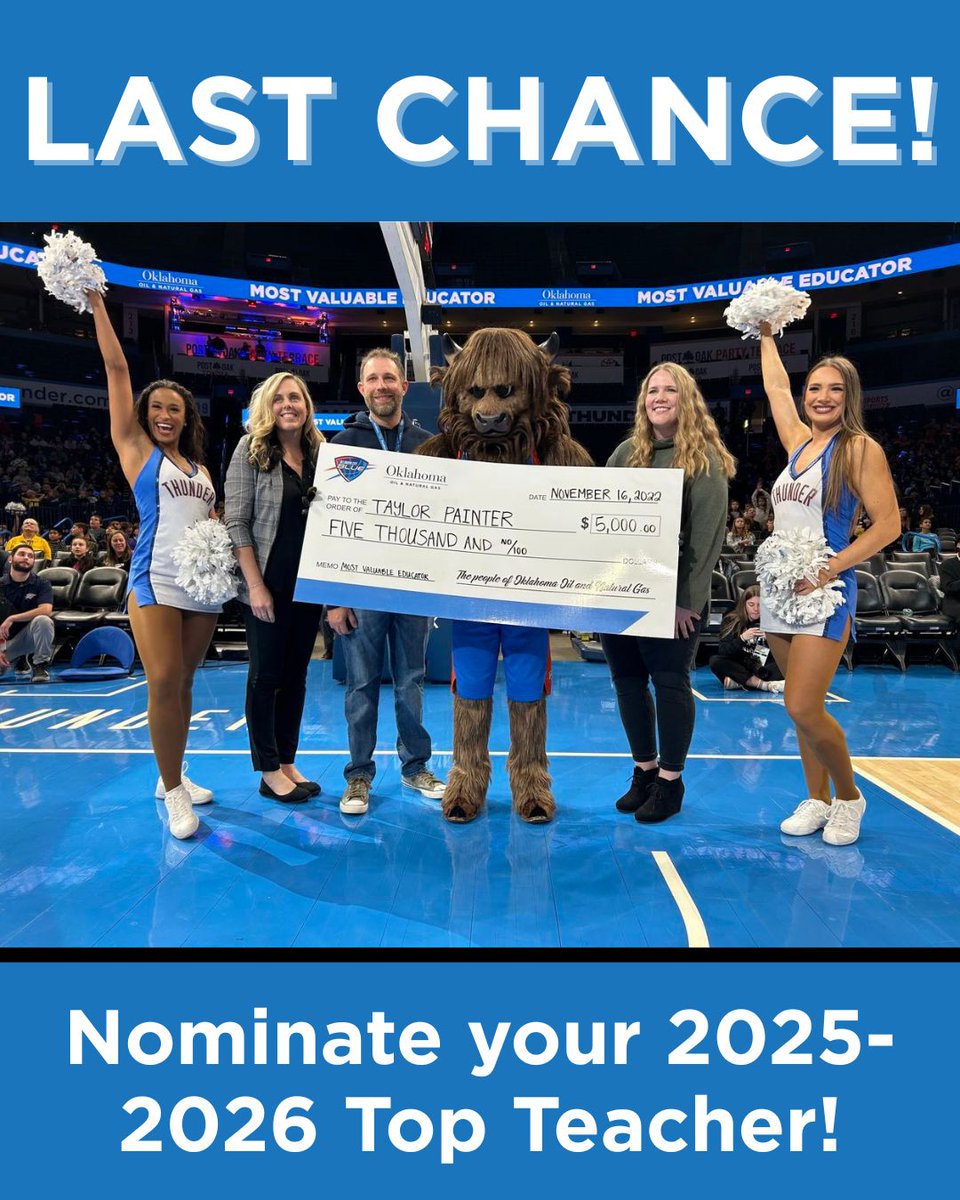LAST CHANCE: 2025-2026 Top Teacher nominations close tomorrow!
Don't miss this opportunity to nominate your favorite educator: bit.ly/41DxXfA

Stay tuned as we reveal the winners, starting in November! 🏆