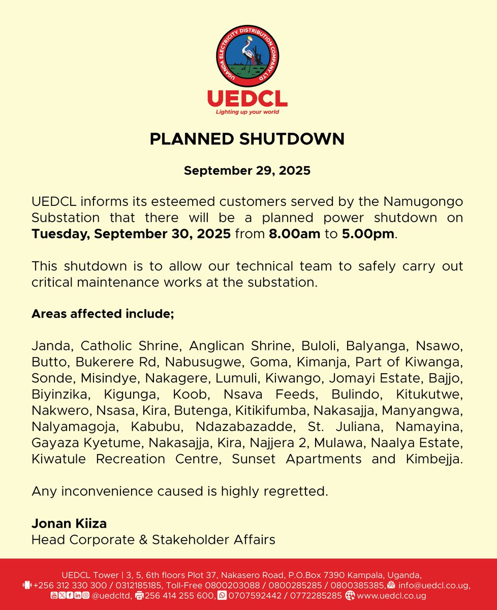 Uganda Electricity Distribution Company Ltd tweet media