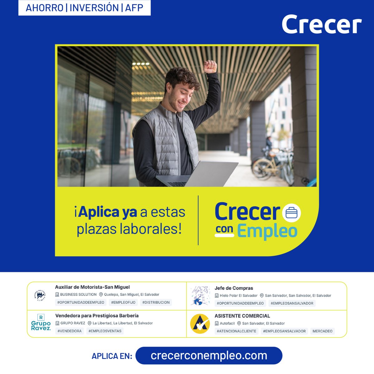¿Listo para dar el siguiente paso? Estas plazas laborales están diseñadas para tu perfil. Aplica ya a través de *Crecer con Empleo* y alcanza tus metas profesionales. 💻✨ #CrecerConEmpleo