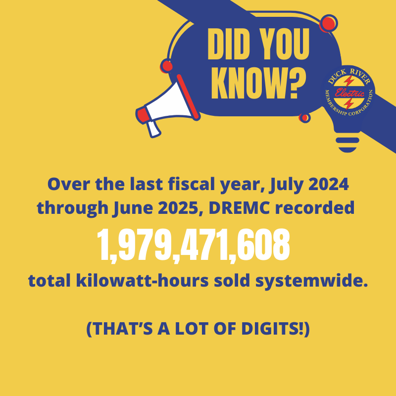 Over the past year, Duck River Electric has kept the energy flowing across southern Middle Tennessee— and we’ve helped to power every day in a big way!