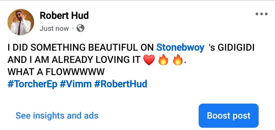 Roberthud09's tweet image. I DID SOMETHING BEAUTIFUL ON @stonebwoy 's GIDIGIDI AND I AM ALREADY LOVING IT ❤️ 🔥 🔥. 
WHAT A FLOWWWWW 
#TorcherEp #Vimm #RobertHud