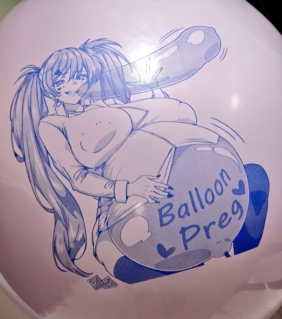 Ryo200225's tweet photo. 久々の風船！
風船擬似ボテでも最高なのに、風船に書かれたBalloon pregnantの文字がエロさを倍増させててとても良い… https://t.co/t4X4FTOsEO