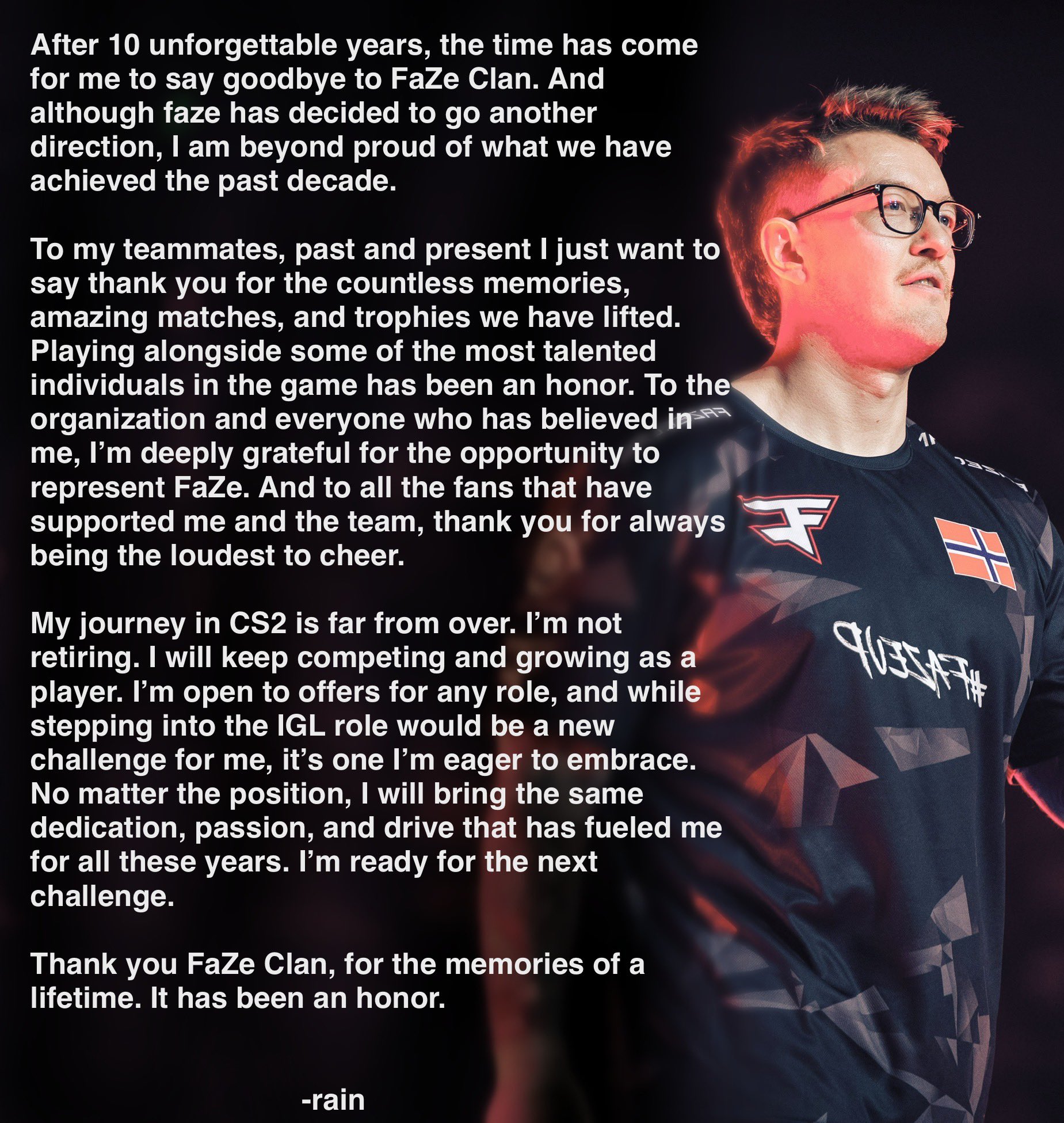 Rain farewell to FaZe Clan