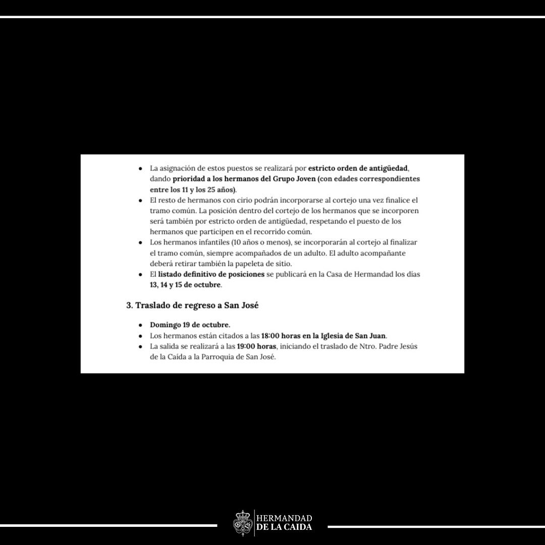 Nuestra Hermandad estará presente en el XII JOHC Elche 2025 .

Para participar en los cultos externos es necesaria la papeleta de sitio.

ℹ️ Más info en nuestra web ⬇️
lacaidaelche.com/.../solicitud-…

#XIIJOHC2025 #JOHCElche #LaCaidaenelJOHC