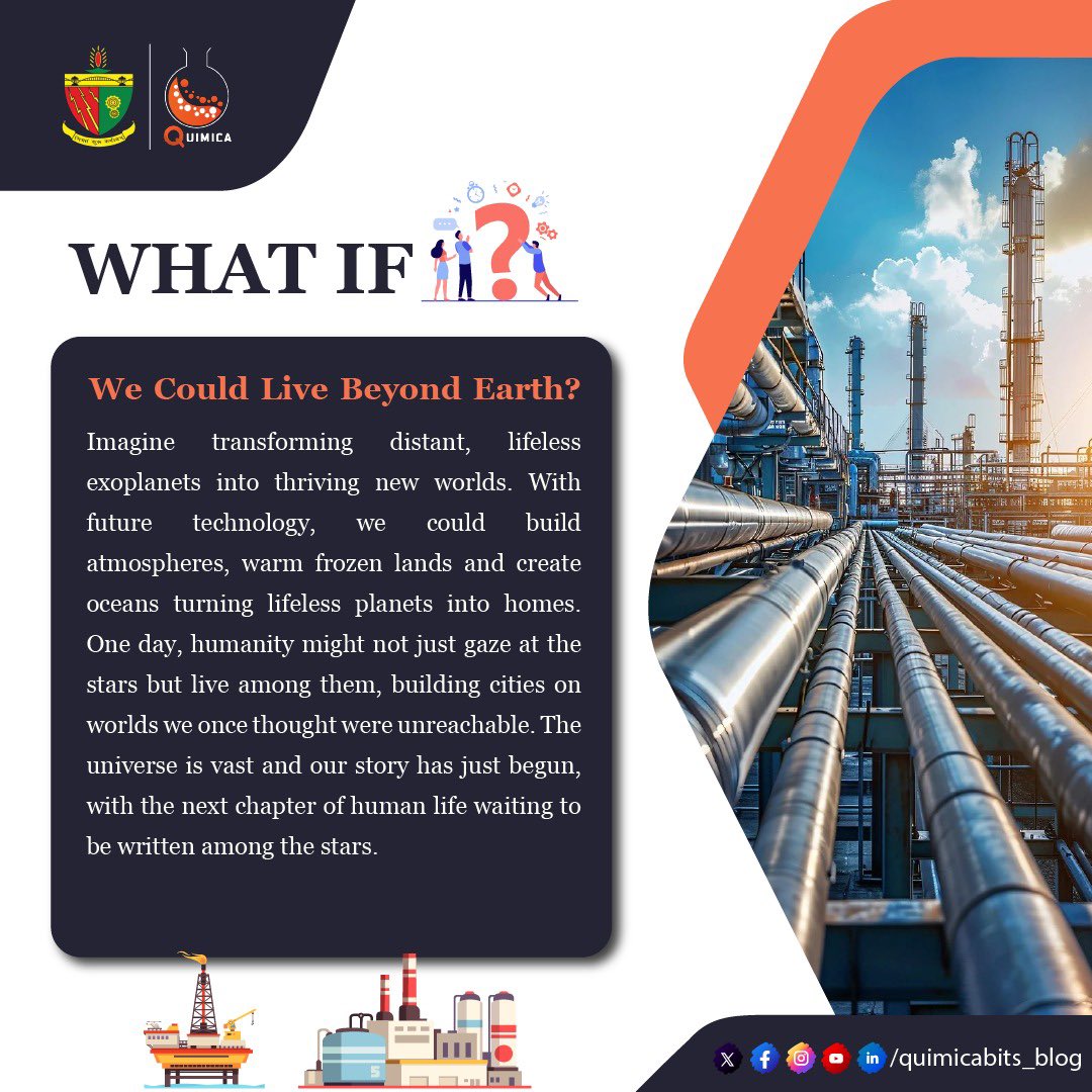 Quimica_BITS's tweet photo. For centuries, humans have wondered if life could exist beyond Earth. Most exoplanets — planets orbiting other stars — are too hot, too cold, or too toxic for life.

𝑹𝒆𝒈𝒂𝒓𝒅𝒔,
𝑻𝒆𝒂𝒎 𝑸𝑼𝑰𝑴𝑰𝑪𝑨.

#future_plans
#exoplanets
#chemical_engineering
#quimica
#bitsindri https://t.co/Nq0ZxxTgj4