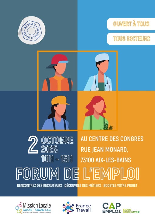 [#TousMobilisés] pour l'#emploi

<a href="/FTravail_ARA/">France Travail Auvergne-Rhône-Alpes</a> #AixLesBains et le Réseau pour l'Emploi organisent un #jobdating tous secteurs d'activité le 2 octobre au Centre des Congrès <a href="/aixlesbainsfr/">Ville Aix-les-Bains</a> 

Il reste quelques invitations à saisir 
🖱️mesevenementsemploi.francetravail.fr/mes-evenements…

#Savoie #LaSavoieRecrute