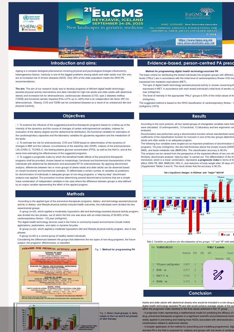 VeraUniv's tweet image. Online presentation: Topic  NUTRITION. #EuGMS #EuropeanGeriatricMedicine